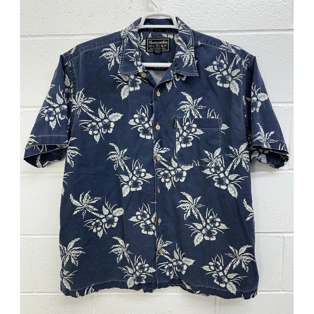 Abercrombie & Fitch Big Short Floral Hawaii Button Front Cotton Shirt / Men's XL